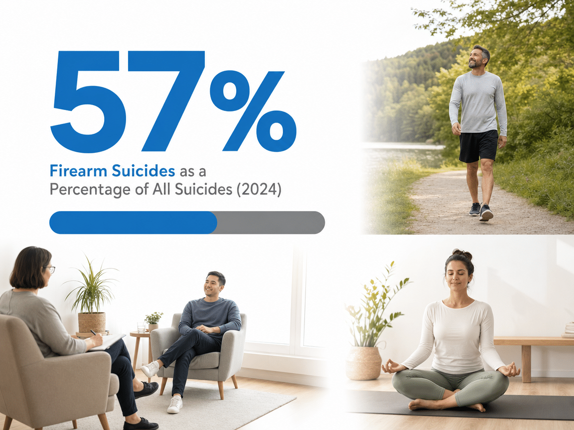 Infographic showing Firearm Suicides as a Percentage of All Suicides (2024)
