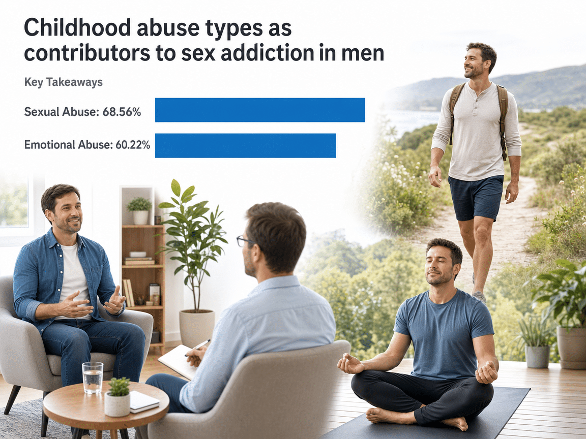 Chart showing Childhood abuse types as contributors to sex addiction in men