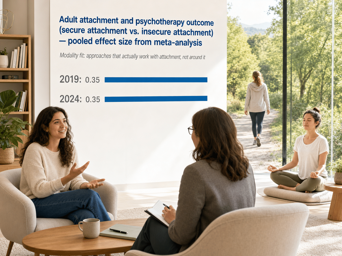 Chart showing Adult attachment and psychotherapy outcome (secure attachment vs. insecure attachment) — pooled effect size from meta-analysis