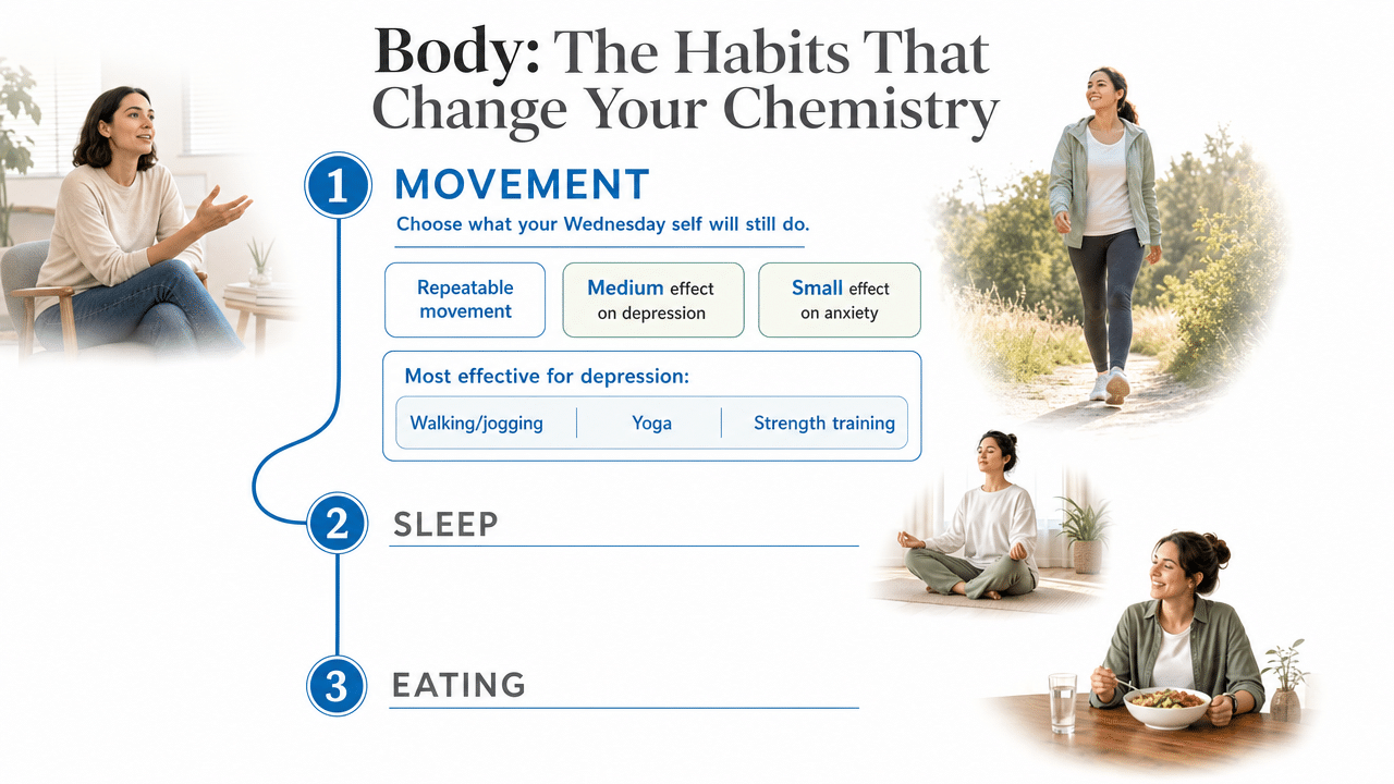 Visualize the three concrete sleep-protection levers named in the section as a simple process infographic readers can act on tonight