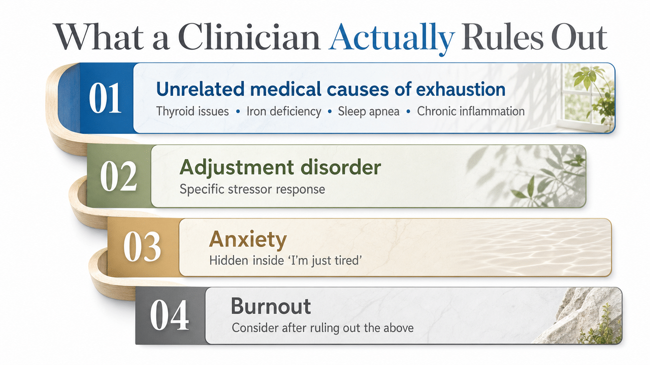 Visualize the differential diagnosis ladder a clinician works through, which is a process the section explicitly describes