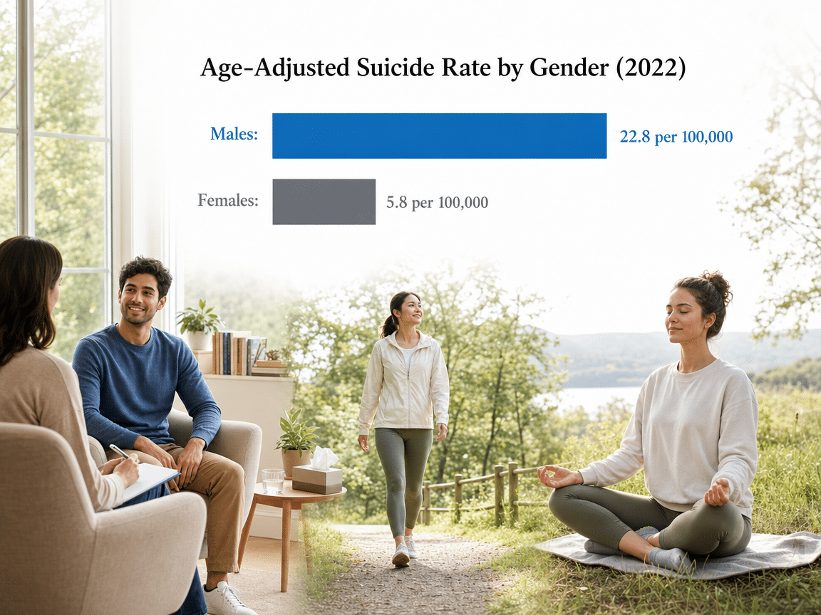 Chart showing Age-Adjusted Suicide Rate by Gender (2022)