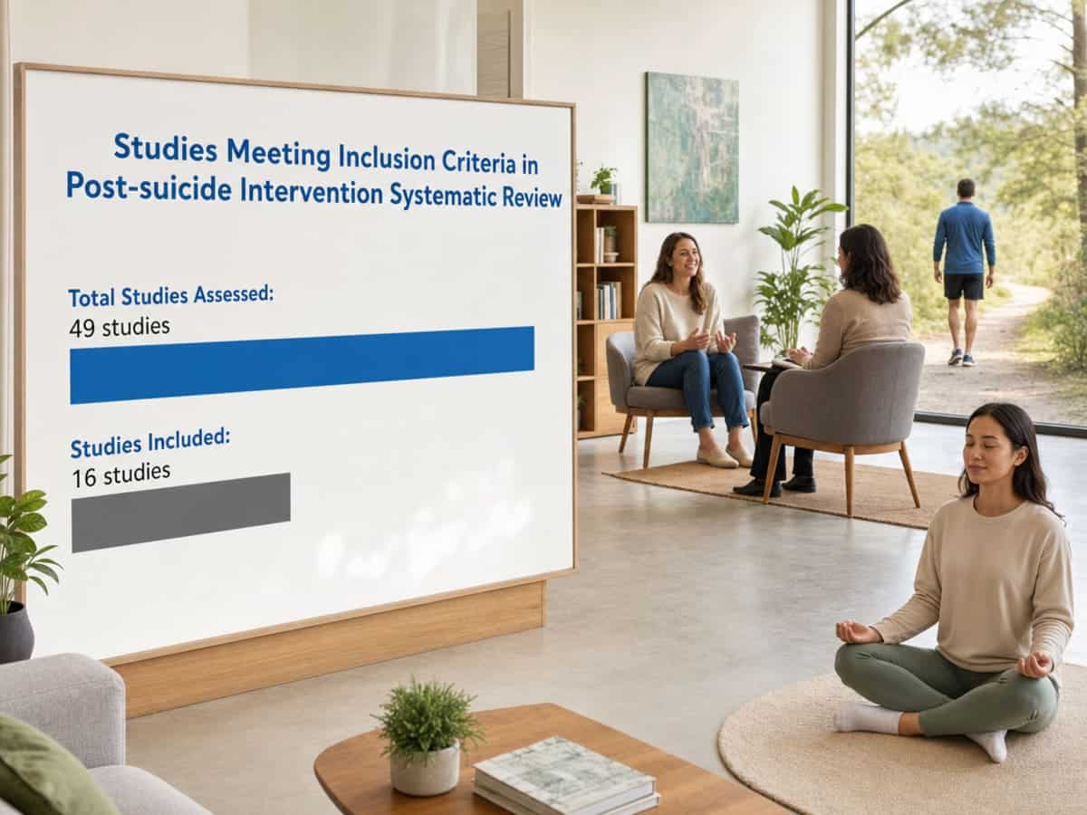Chart showing Studies Meeting Inclusion Criteria in Post-suicide Intervention Systematic Review