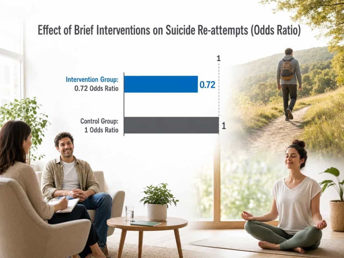 Chart showing Effect of Brief Interventions on Suicide Re-attempts (Odds Ratio)