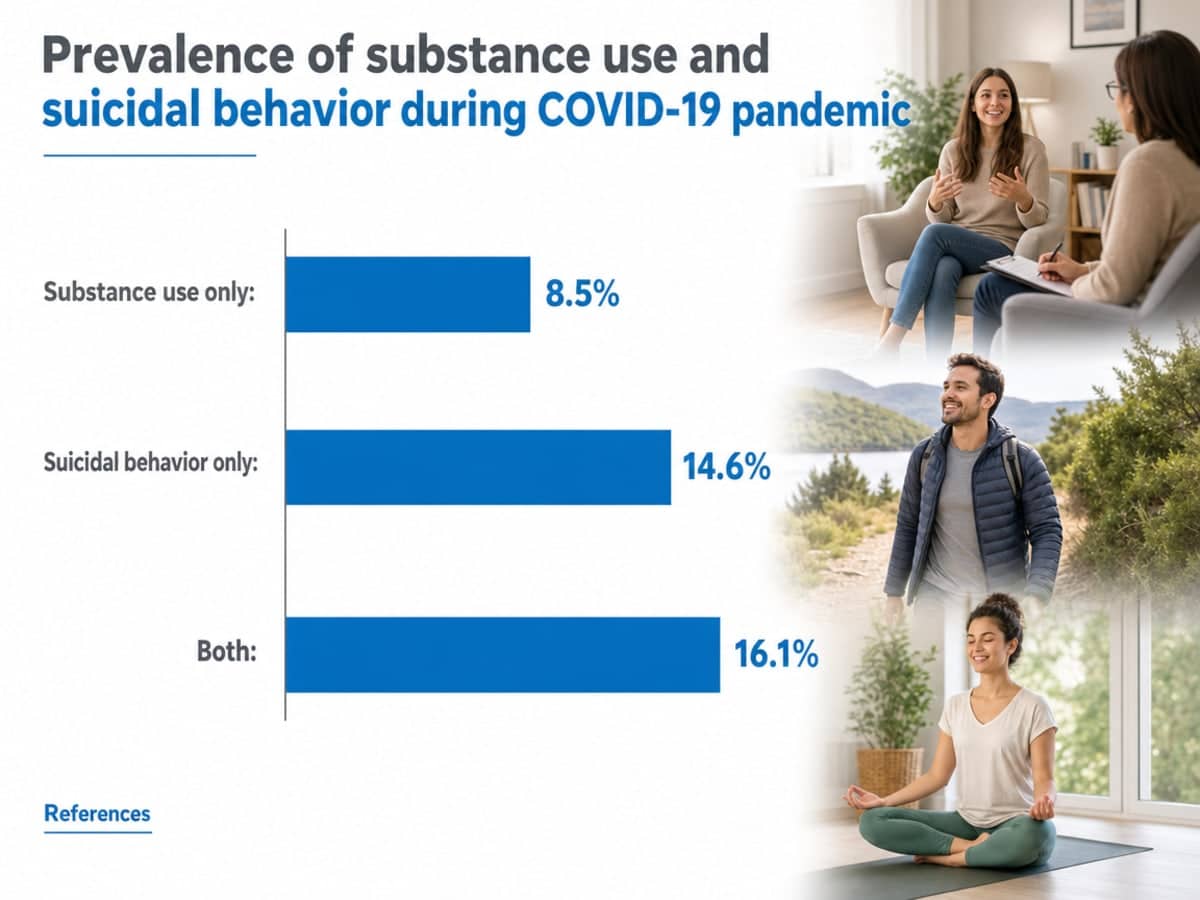 Chart showing Prevalence of substance use and suicidal behavior during COVID-19 pandemic
