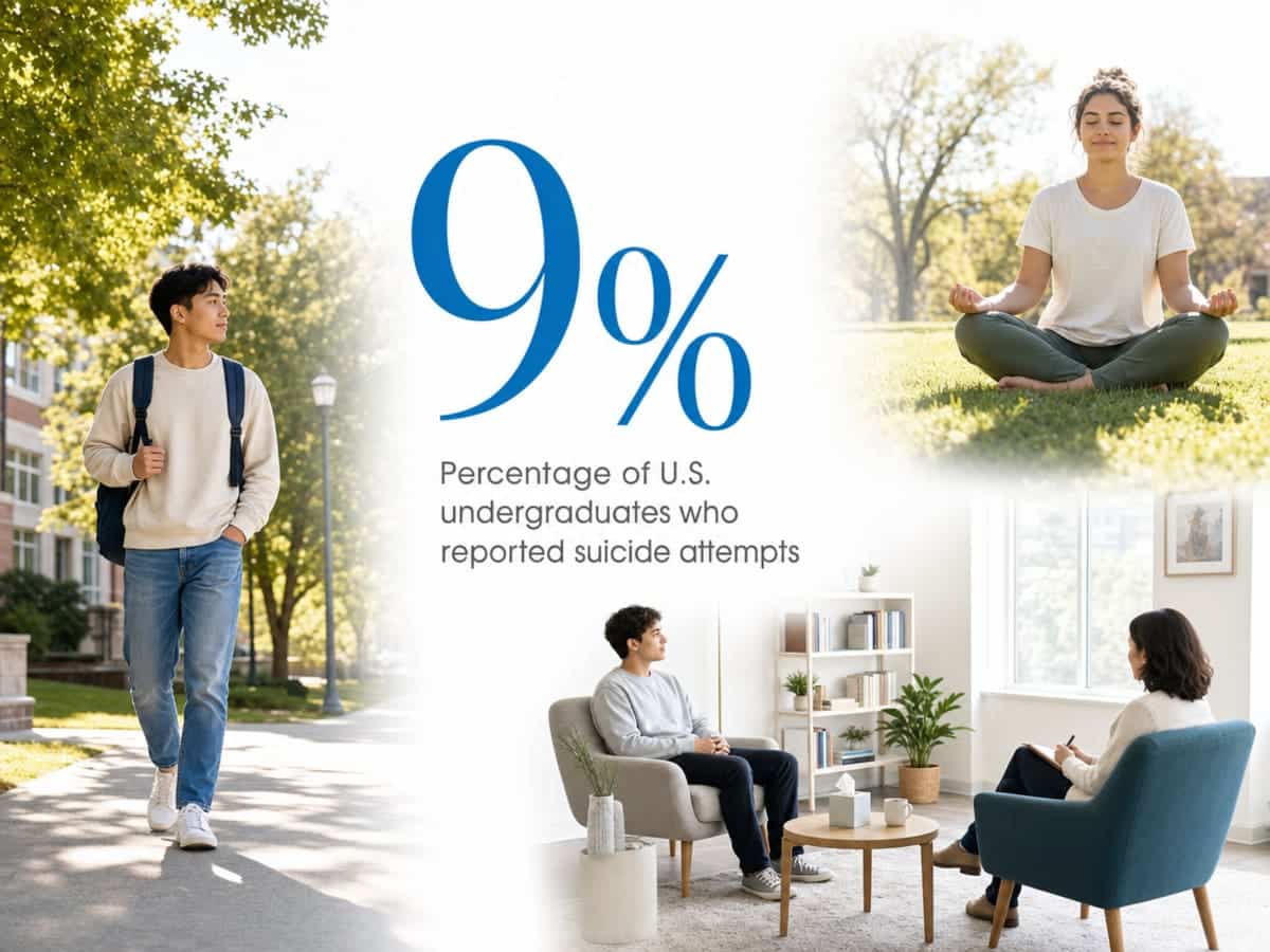 Infographic showing Percentage of U.S. undergraduates who reported suicide attempts