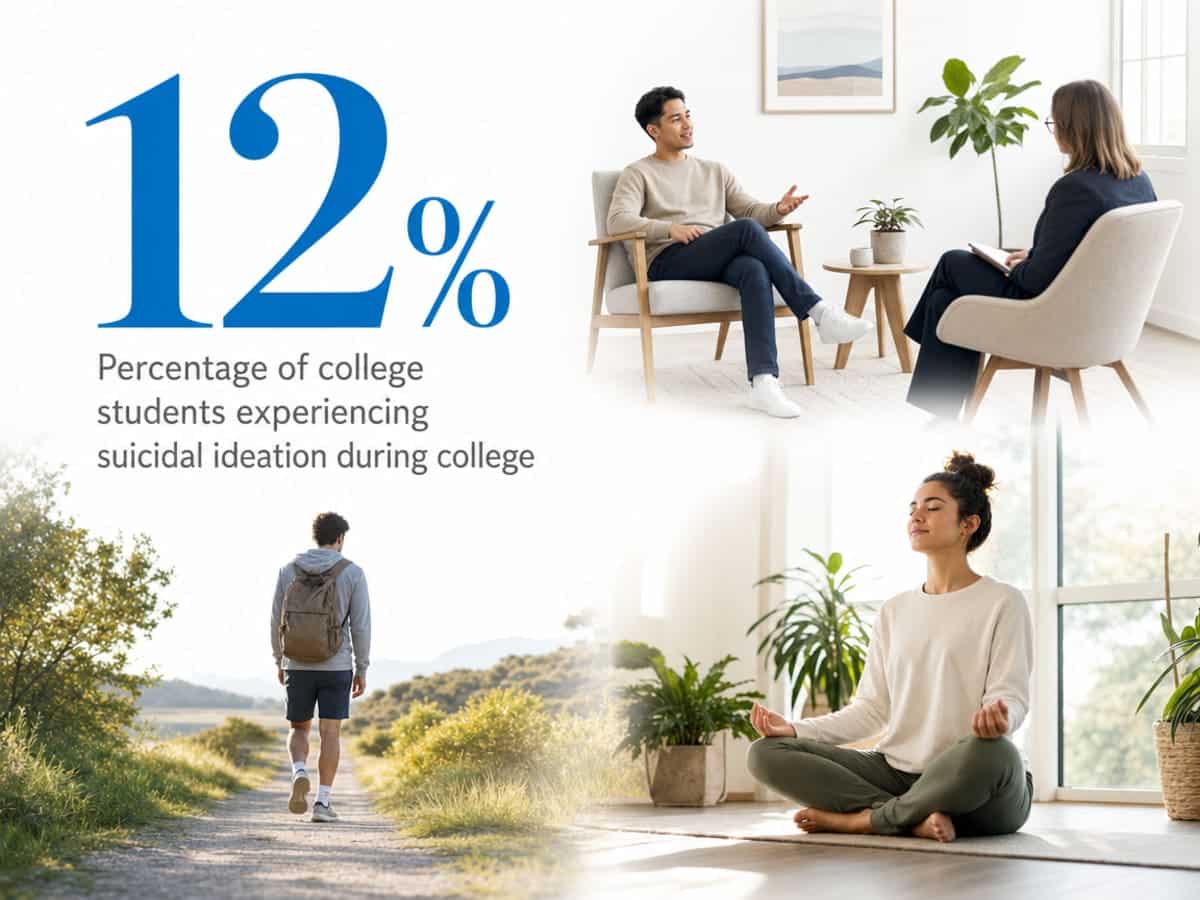 Infographic showing Percentage of college students experiencing suicidal ideation during college
