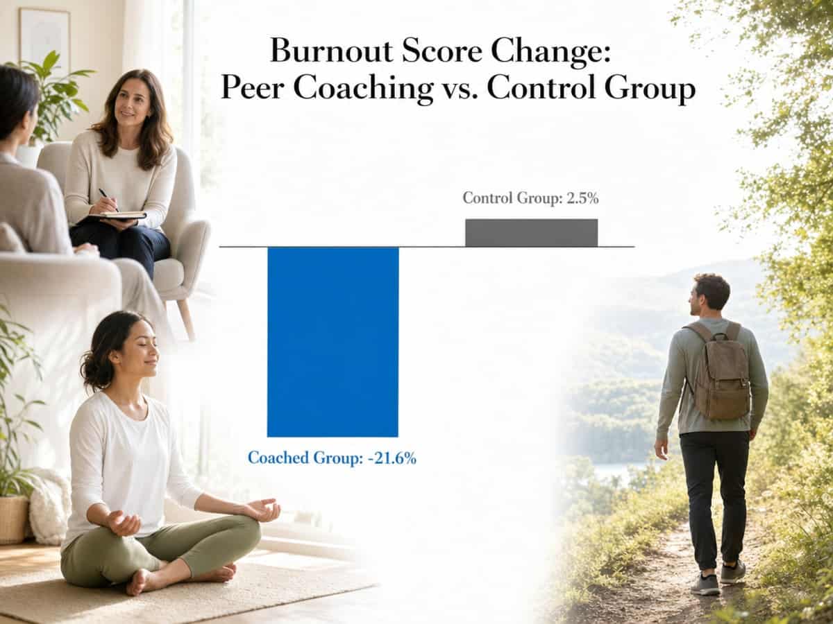 Chart showing Burnout Score Change: Peer Coaching vs. Control Group