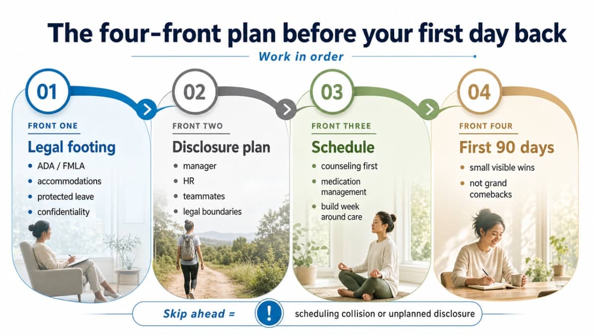 Visualize the four sequenced fronts described in this section as a process infographic, matching the article's explicit ordered framework