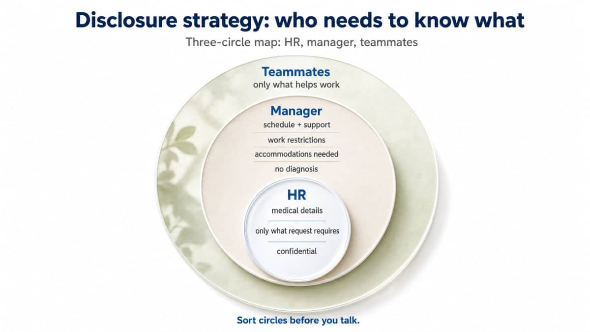 Visualize the three-circle disclosure map (HR, manager, teammates) referenced explicitly in the section