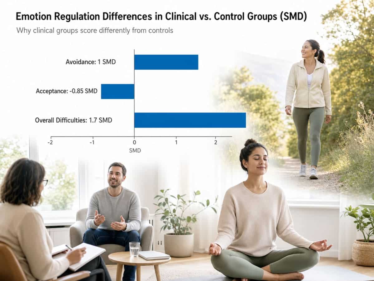Chart showing Emotion Regulation Differences in Clinical vs. Control Groups (SMD)
