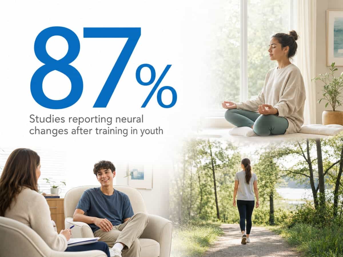 Infographic showing Studies reporting neural changes after training in youth