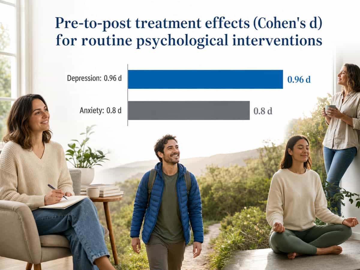 Chart showing Pre-to-post treatment effects (Cohen's d) for routine psychological interventions